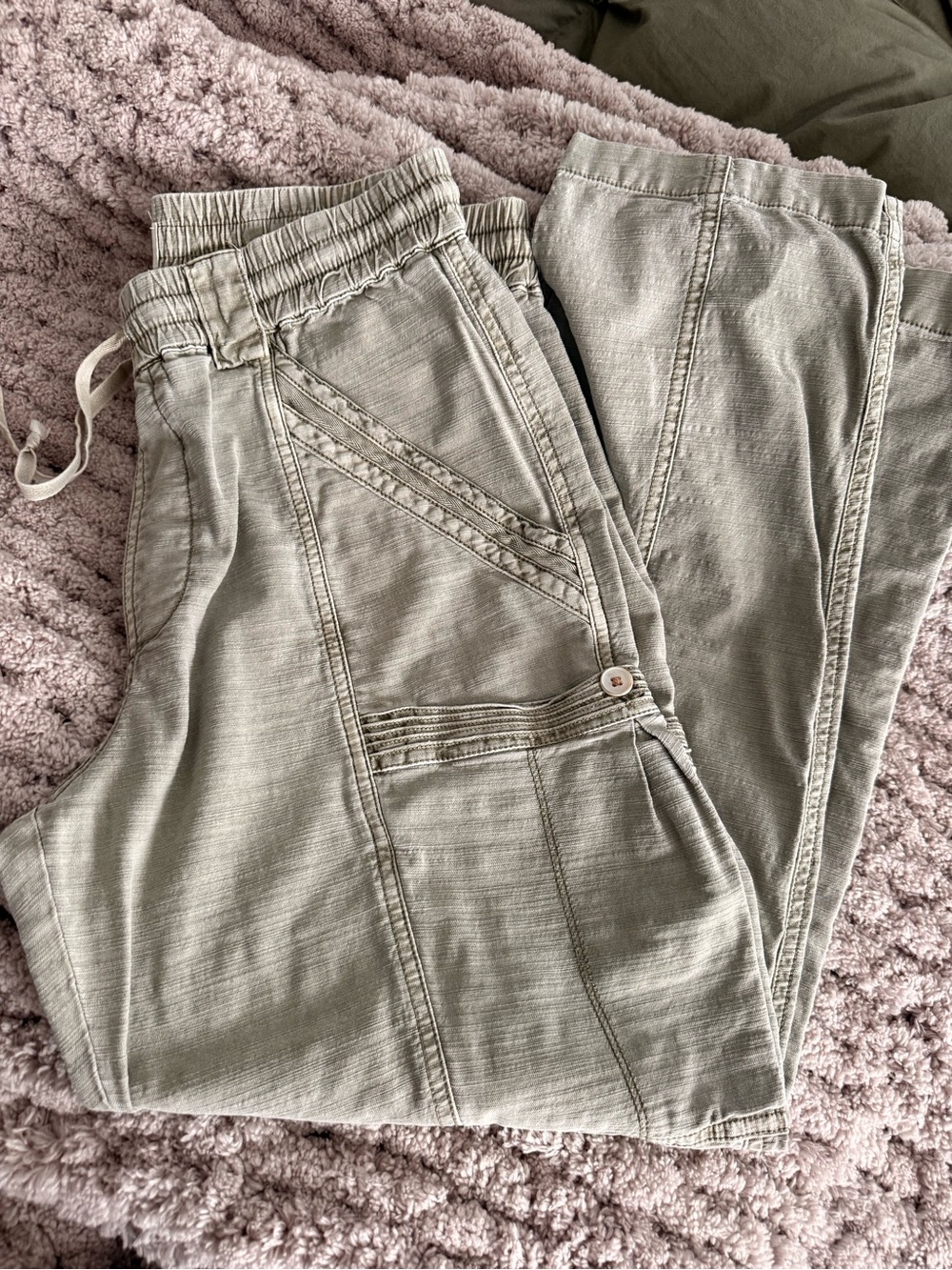 Anthropology Linen Casual Elastic Waist Cargo pants
